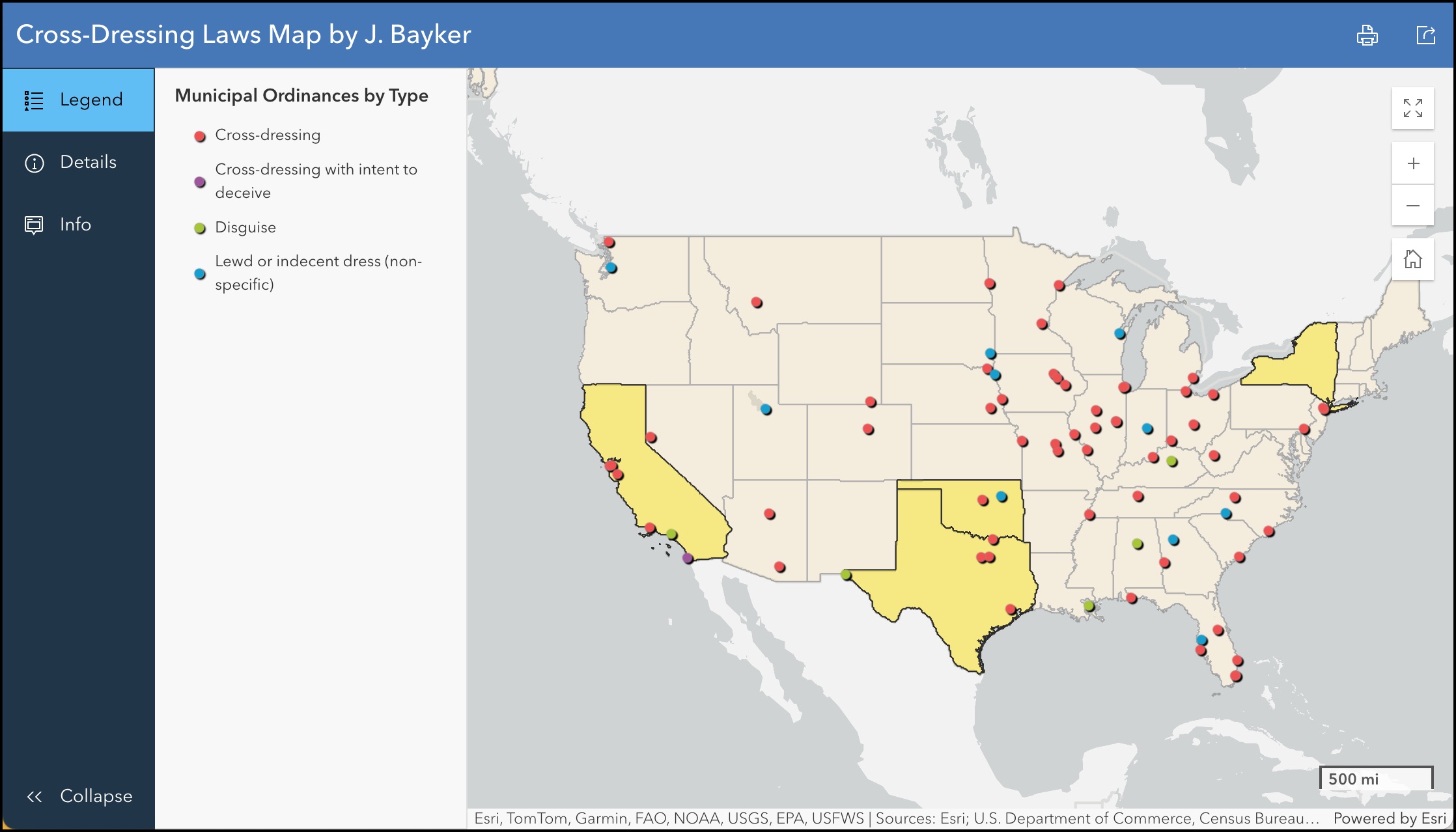 Screenshot of Data Map with legend